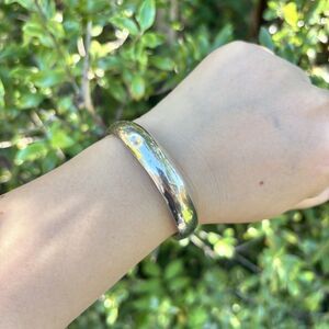 Vintage Sterling Silver Hollow Tube Rattle Cuff Bracelet Minimalist READ